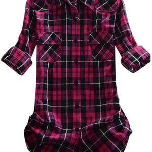 Women's Red Plaid Flannel Shirt